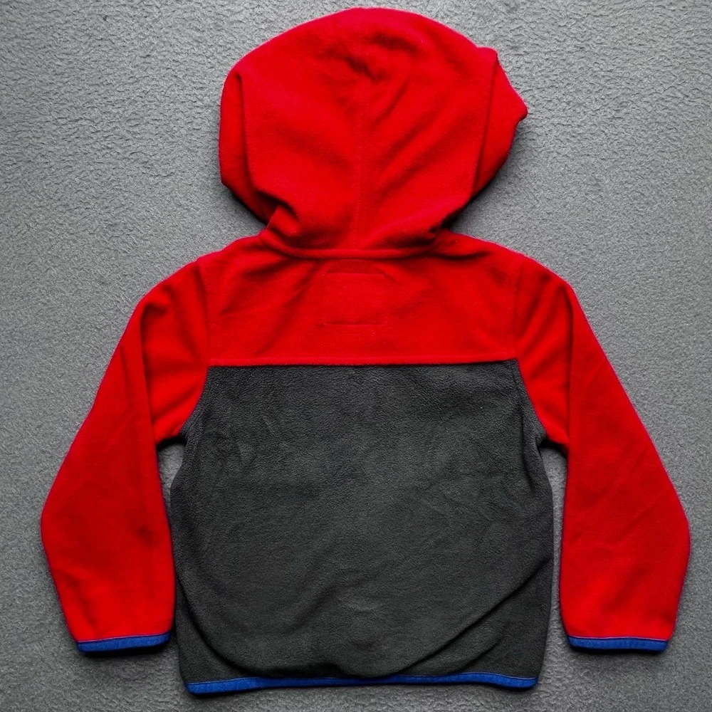 OshKosh B'gosh Boys Fleece Hoodie Polyester 2T Colorblock Red Grey Zip Jacket